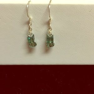 Sterling silver green crystal earrings